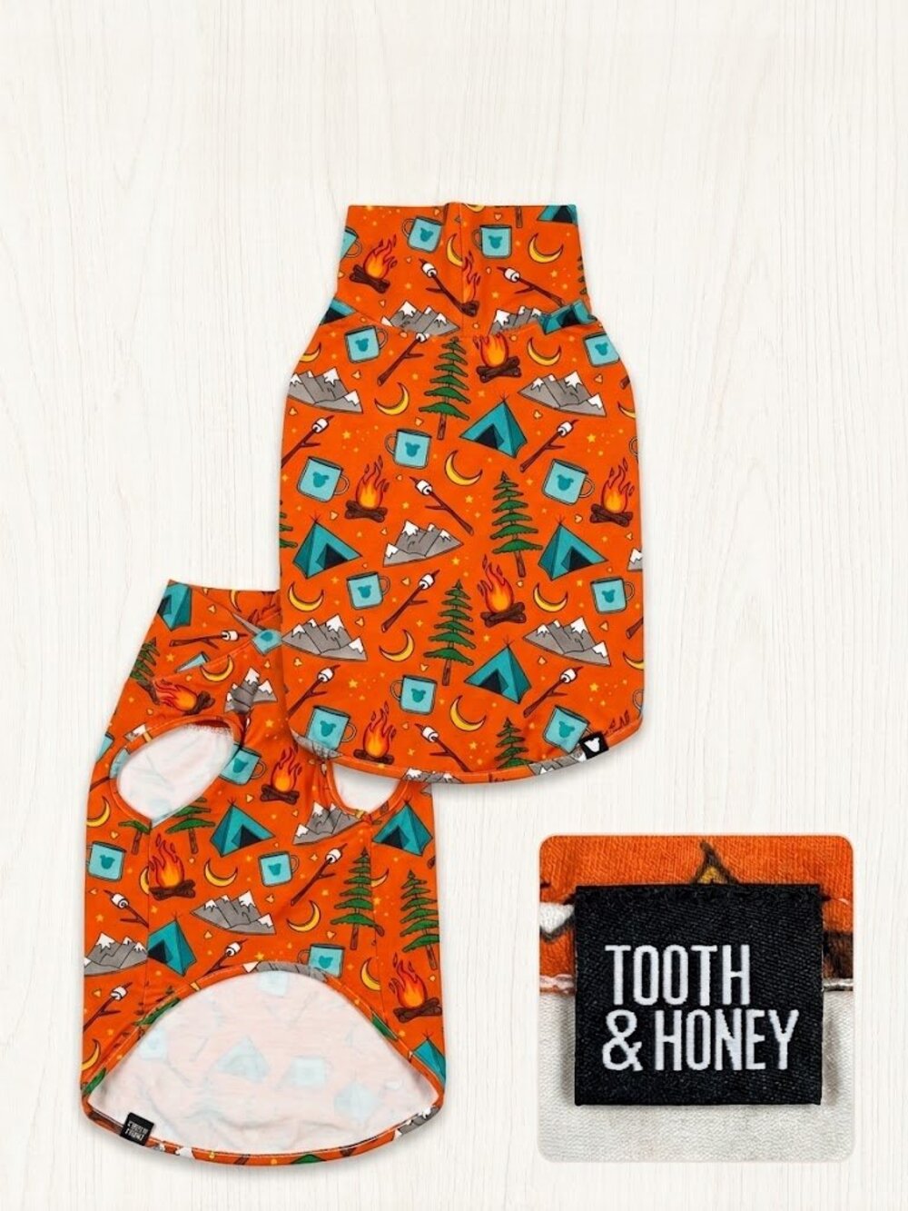 Tooth & Honey - Lightweight Dog Vest - Camping Design